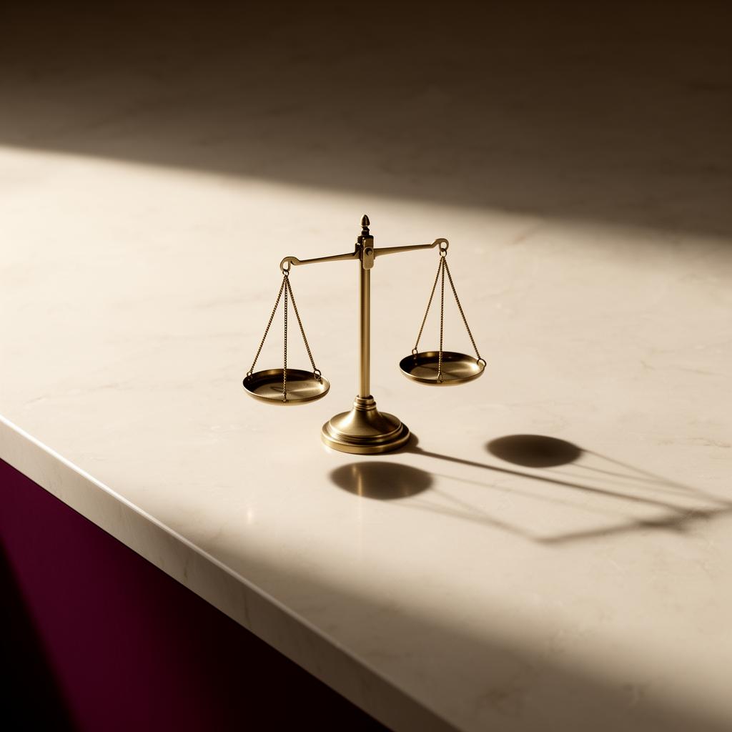 Balança da justiça em mármore — símbolo do direito